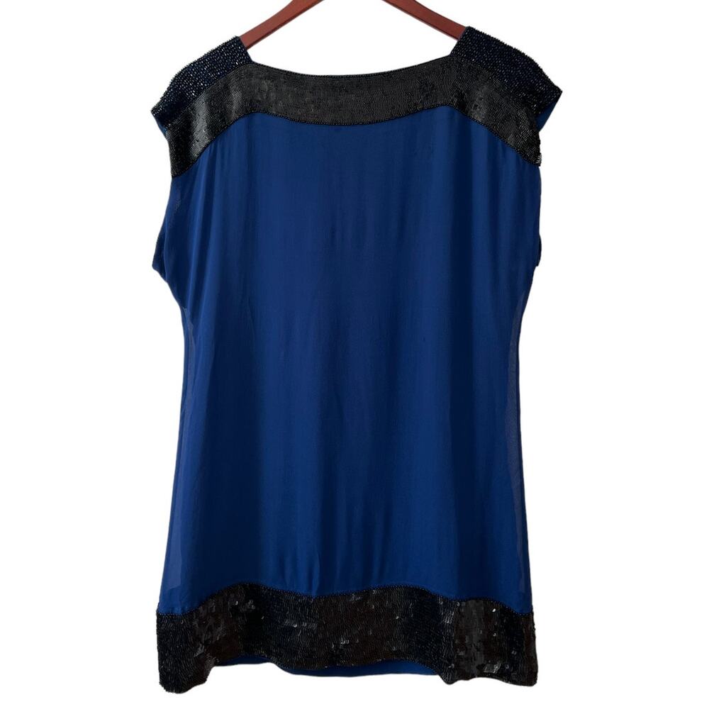 French Connection blue silk sequin and beaded mini dress 6